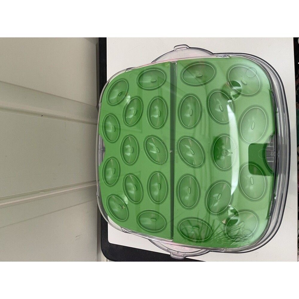 Pampered Chef Large Square Cool & Serve Green Tray w Carry Bag #2292 - Picture 11 of 13